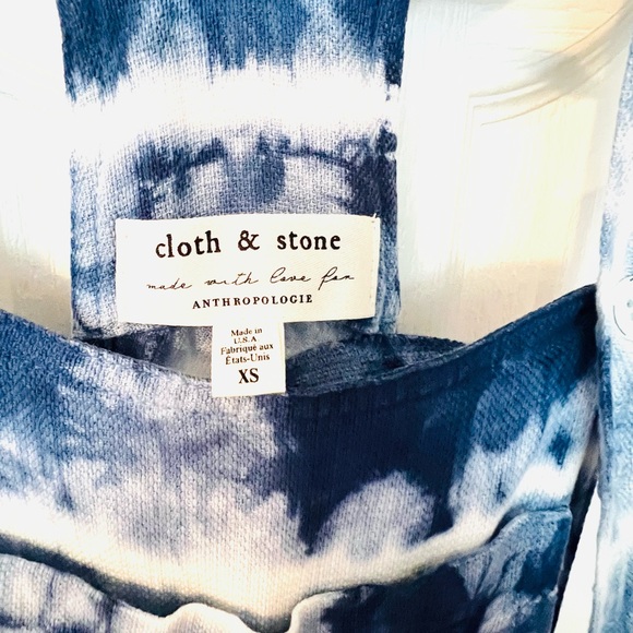 Cloth & Stone Anthropologie Asta Tie Dye Jumpsuit Romper Size XS Blue White - Picture 6 of 6